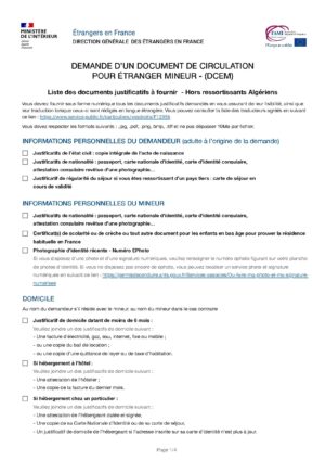 Demande d’un document de circulation pour étranger mineur - (DCEM)