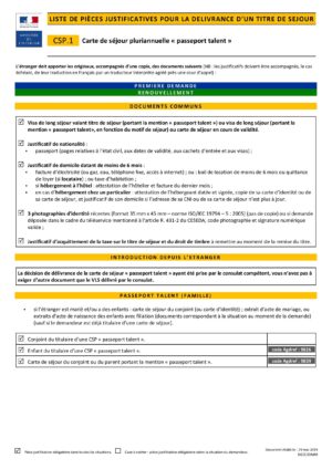 Carte de séjour pluriannuelle « passeport talent »