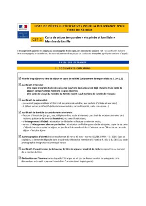 Carte de séjour temporaire « Vie Privée et Familiale » – Membre de famille