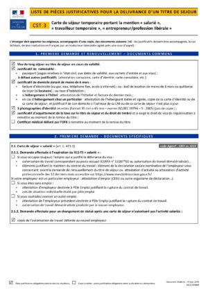 Carte de séjour temporaire « Salarié », « Travailleur temporaire », « Entrepreneur profession libérale »